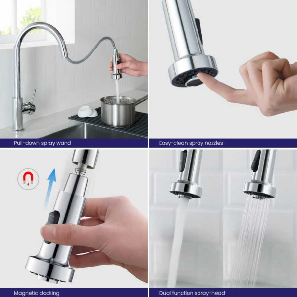 Смеситель для кухни Timo Saona хром, с выдвижным изливом (2316/00FL)