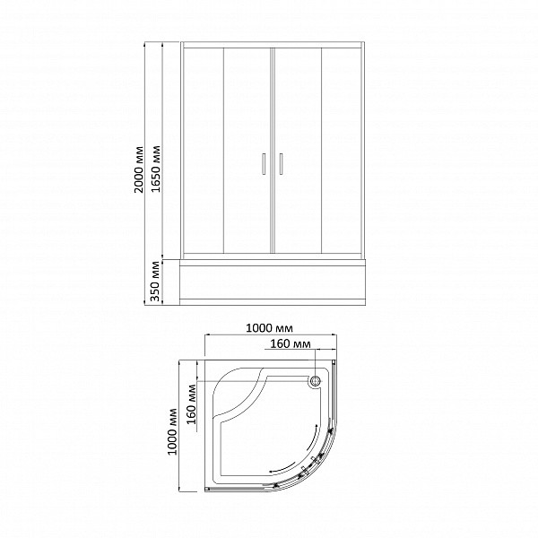 Душевой уголок BandHours Ace 100 100х100 поддон в комплекте, стекло прозрачное, профиль хром