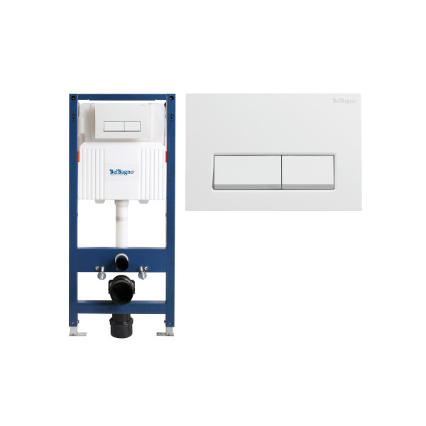 Инсталляция для подвесного унитаза с кнопкой смыва BelBagno белый глянцевый (BB-101-M-BR)