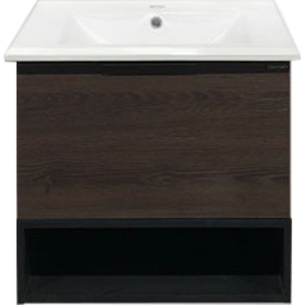 Тумба подвесная с раковиной Comforty Франкфурт 600x460x560 дуб шоколадно-коричневый (00004150530)
