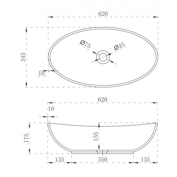 Раковина накладная Abber Stein 620x345 белый матовый (AS2610) Раковина накладная Abber Stein 620x345 белый матовый (AS2610)