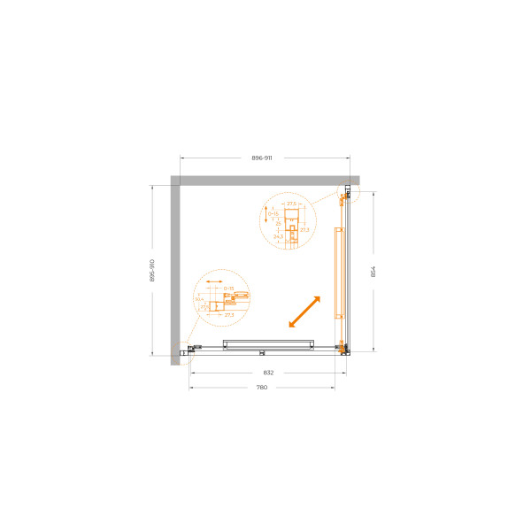 Душевой уголок Cezares Lux 90x90x195 стекло прозрачное, профиль хром (LUX-A-FS-1-90-C-CR)