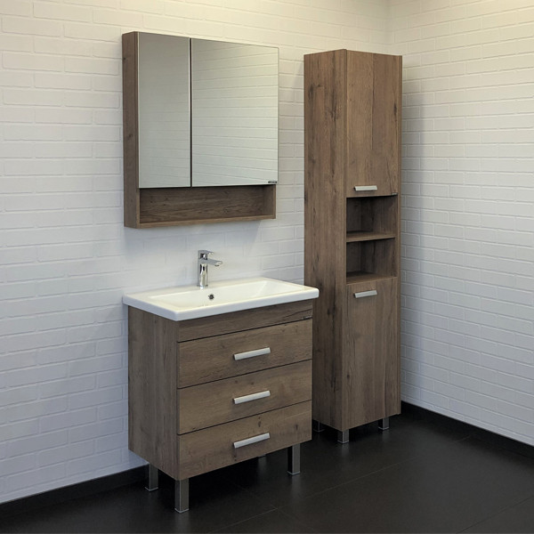 Тумба напольная Comforty Никосия 700x830x450 белый глянцевый с раковиной (00-00001506)