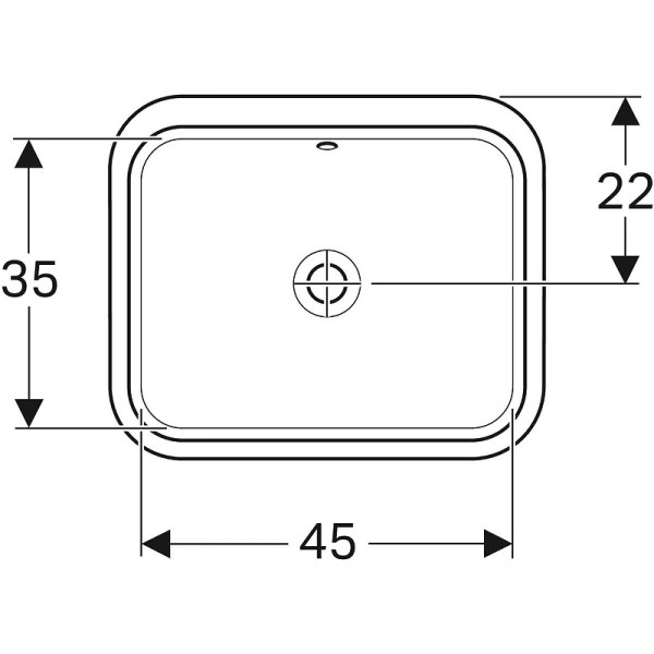 Раковина встраиваемая Geberit VariForm 45x35 без отверстием под смеситель, с отверстием перелива, белая (500.760.01.2)