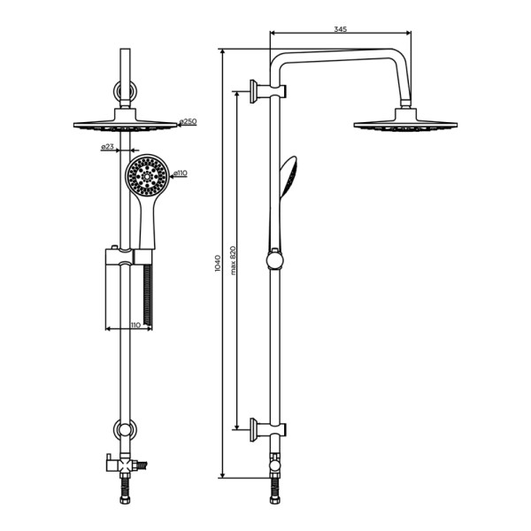 Душевой гарнитур Dorff Norma с душевым набором хром, серый (D0710000)