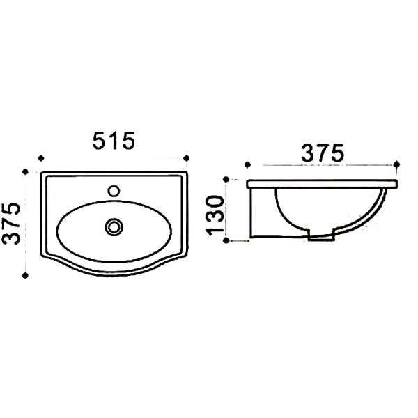 Раковина подвесная Azario Tours 51,5x13x37,5 белая (AZ-405)