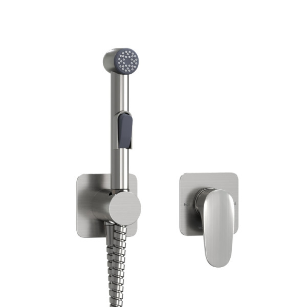 Смеситель с гигиеническим душем встраиваемый WasserKRAFT никель (A1451.275.100.092)