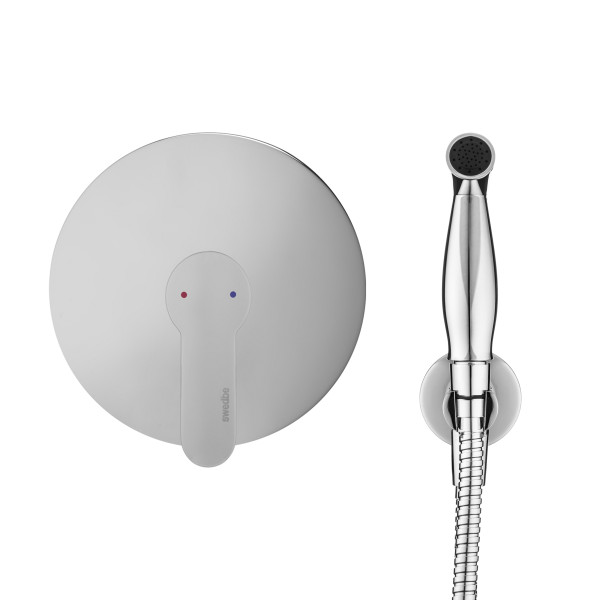 Смеситель с гигиеническим душем Swedbe Platta встраиваемый хром (5524)
