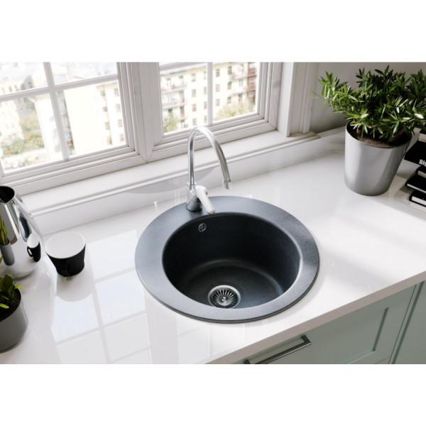 Мойка для кухни врезная Aquaton Иверия 470x470x190 графит (1.A711.0.32I.V21.0)