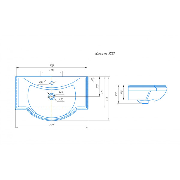 Раковина встраиваемая Кirovit Классика 80