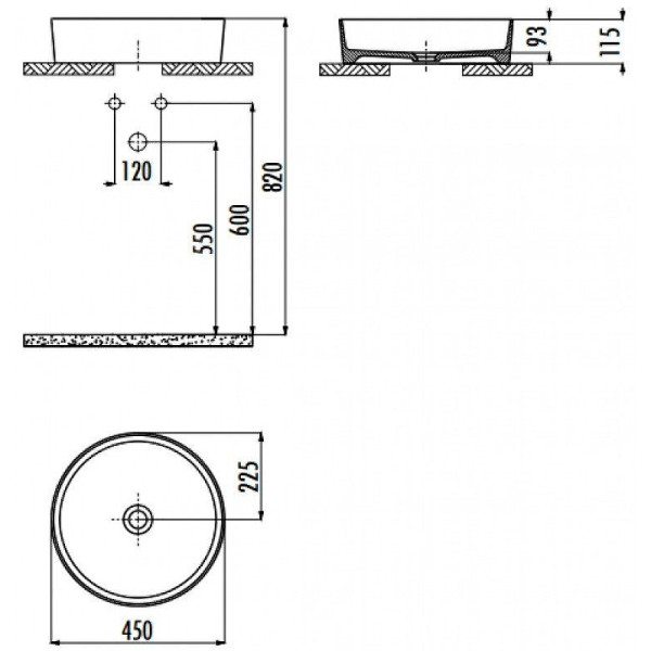 Раковина накладная Creavit Loop 45x45 белая (LP145-00MB00E-0000)