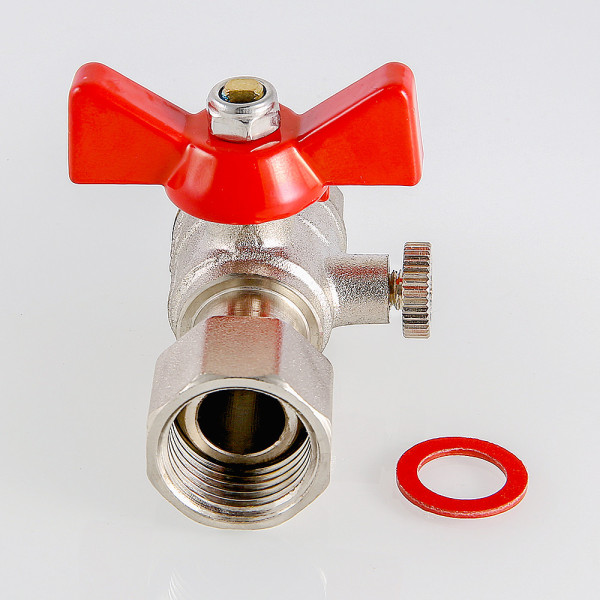 Кран 1/2"х3/8" ВН шаровый для подключения манометра Valtec (красная бабочка) VT.806.N.0403