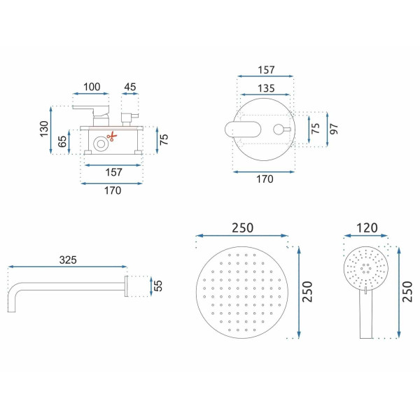Душевая система REA Hyper Gold (REA-P2001) Душевая система REA Hyper Gold (REA-P2001)