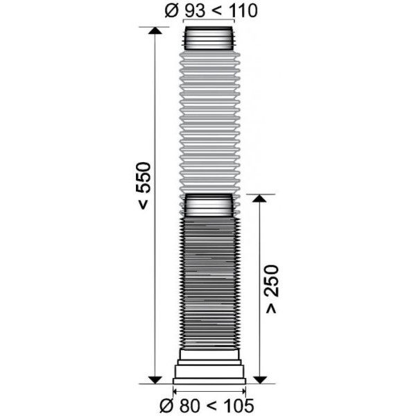 Отвод для унитаза Wirquin гофрированный 110 мм L250-460 мм эконом (Virplast) (70984966)