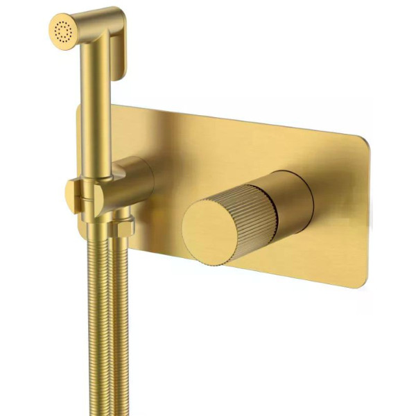 Смеситель с гигиеническим душем Boheme Stick MG (золото-матовый) (127-MG.3)