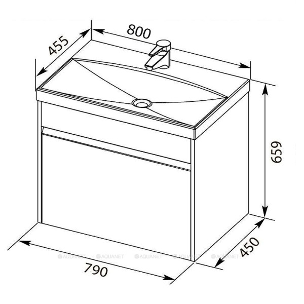 Тумба подвесная Aquanet Палермо 80 белый (00253587)