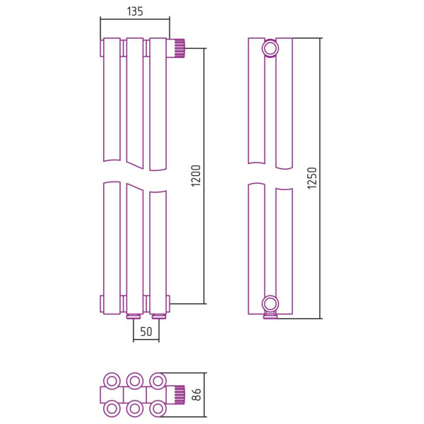 Дизайн-радиатор Сунержа Эстет-00 EU50 1200*135 3 секции белый (12-0322-1203) Дизайн-радиатор Сунержа Эстет-00 EU50 1200*135 3 секции белый (12-0322-1203)
