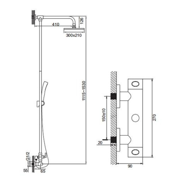 Смеситель с верхним душем Iddis Vico (VICSB1FI06)