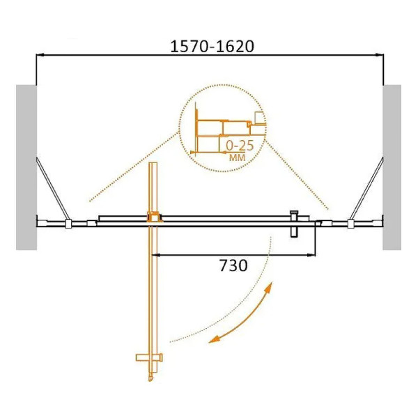 Душевая дверь Cezares Molveno 160x195 стекло прозрачное, профиль хром (MOLVENO-BA-12-100+60-C-Cr-IV)