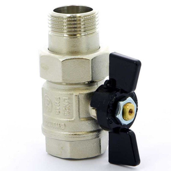 Кран Bugatti 1" шаровый со сгоном New Jersey 922 (черная бабочка) (09220006)