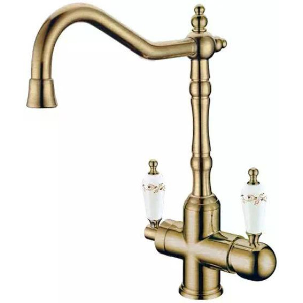 Смеситель для кухни Boheme Kitchen Бронзовый с краном для питьевой воды (111-PR)