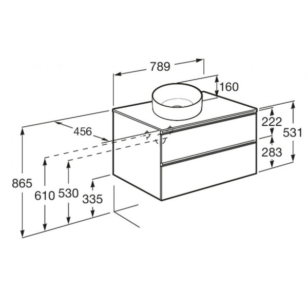 Тумба подвесная Roca The Gap 785x453x515 темно-коричневый (A857399402)