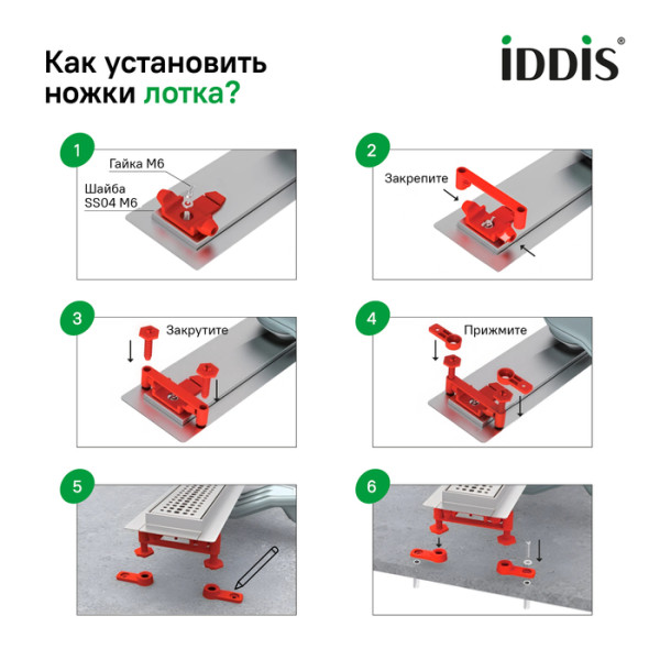 Лоток душевой 700 мм сифон 360 комбинированный затвор перфорированная решетка черный Iddis (975B7BL20DZ0)