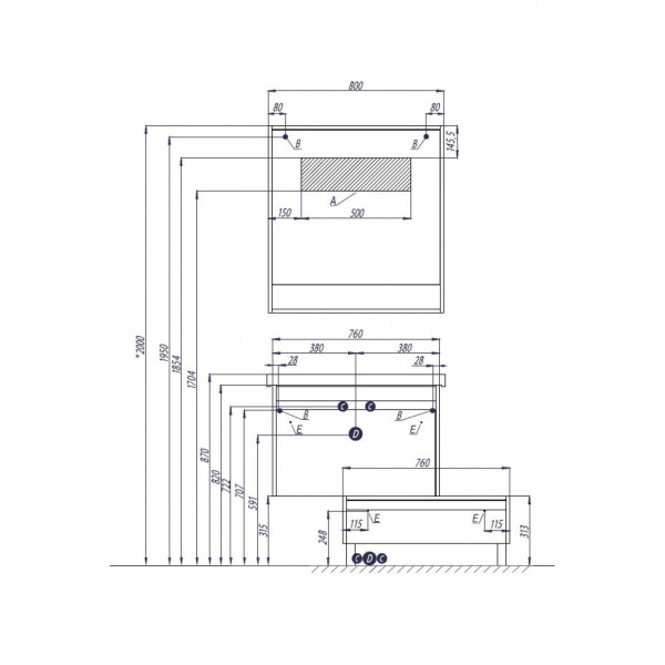 Зеркало Aquaton Капри 800x150x850 таксония темная, белый (1.A230.4.02K.PDB.0)
