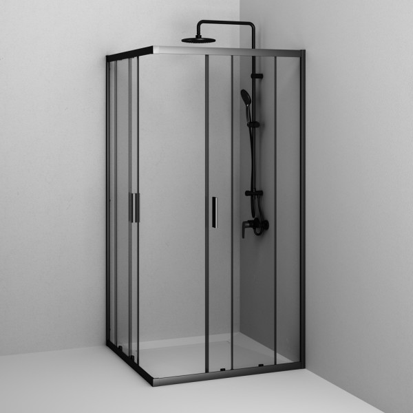 Душевой уголок AM.PM Gem 100x100x195 стекло прозрачное, профиль черный матовый (W90G-403-100100-BT)
