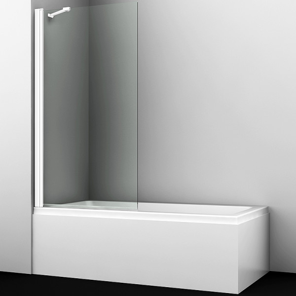 Душевая шторка для ванн WasserKRAFT Berkel 80х140 стекло прозрачное, профиль белый (48P01-80WHITE Fixed)