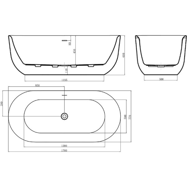 Ванна акриловая BelBagno 170x70 белая (BB706-1700-770) Ванна акриловая BelBagno 170x70 белая (BB706-1700-770)