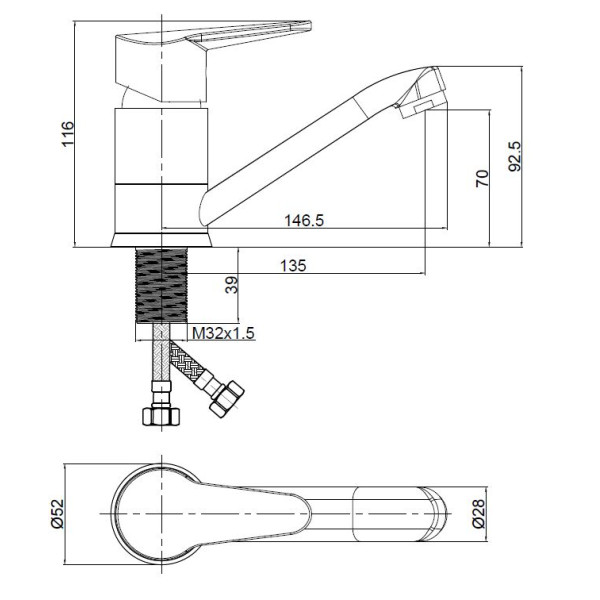 Смеситель для кухни Voda Breeze хром (BZ15)