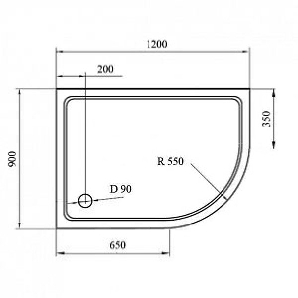 Душевой поддон Cezares стеклопластик 120x90x3,5 белый (TRAY-M-RH-120/90-550-35-W-R)
