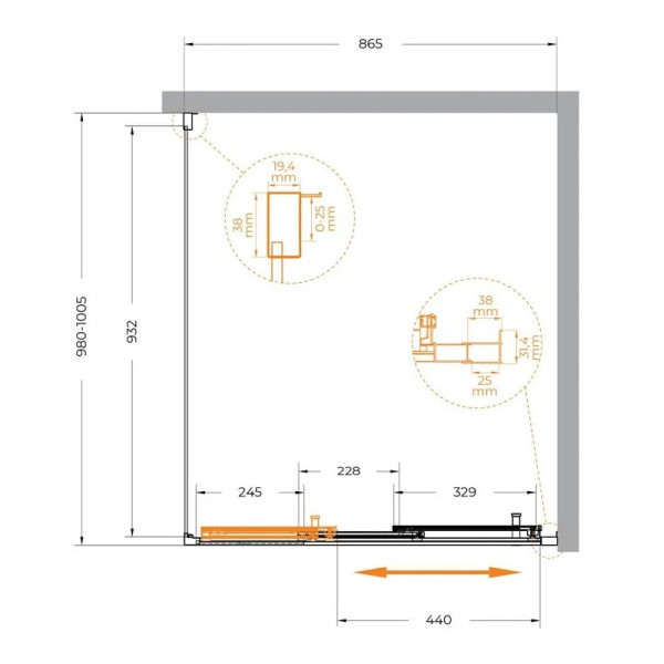 Душевой уголок Cezares Molveno 90x100x195 стекло прозрачное, профиль хром (MOLVENO-AHF-31-90/100-C-CR-IV)