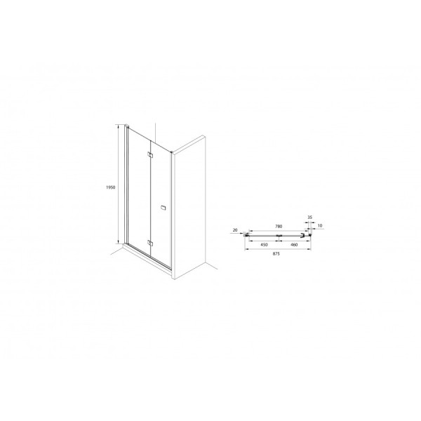 Душевая дверь Roca Capital 90x195 стекло прозрачное, профиль черный (7.M450.9.016.M) Душевая дверь Roca Capital 90x195 стекло прозрачное, профиль черный (7.M450.9.016.M)