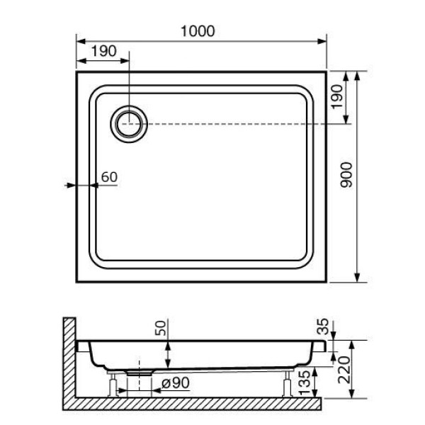 Душевой поддон RGW STYLE 90x100 белый (16180290-11) Душевой поддон RGW STYLE 90x100 белый (16180290-11)