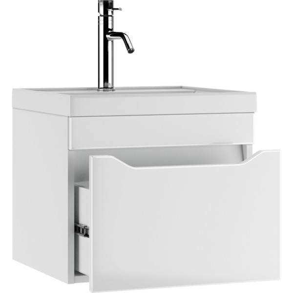 Тумба подвесная под умывальник Bazis 50 Ева с одним ящиком В1 Айсберг Домино (DA5912T)