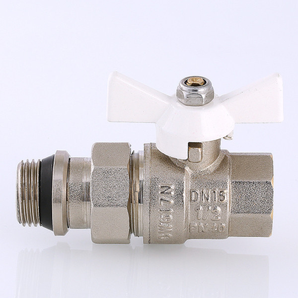 Кран 1/2" шаровый со сгоном Valtec Base (белая бабочка, o-ring) VT.227.NRW.04 Кран 1/2" шаровый со сгоном Valtec Base (белая бабочка, o-ring) VT.227.NRW.04
