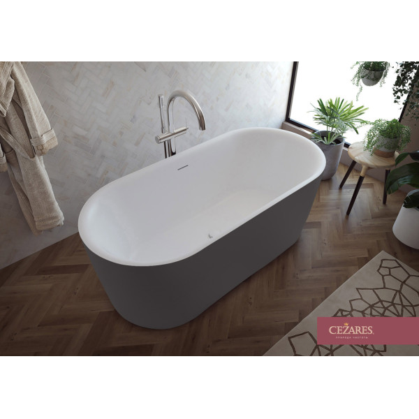 Ванна акриловая Cezares Metauro 180x80x60 серый матовый (METAURO-INT-Central-180-80-60-G-W-MATT)
