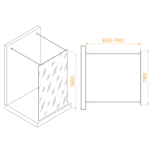 Душевое ограждение RGW Walk In 120x195 стекло прозрачное, профиль хром (35101612-11)