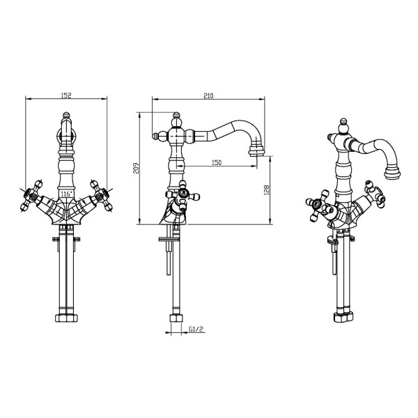Смеситель для раковины Boheme Flora бронзовый (312-FL) Смеситель для раковины Boheme Flora бронзовый (312-FL)