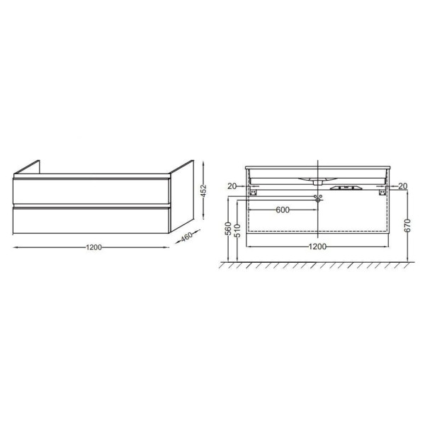 Тумба подвесная Jacob Delafon Vox 120 белый глянец (EB2021-RA-G1C)