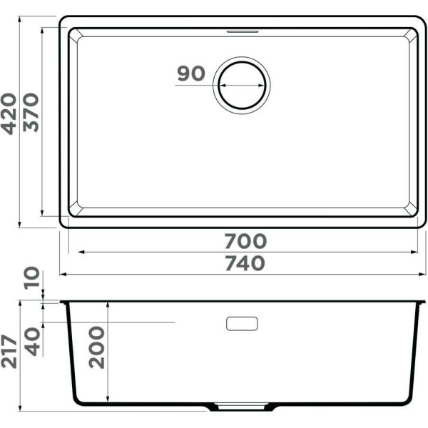 Мойки врезные Omoikiri Kata 74-U-BL 74x42 artgranit/черный (4997567)