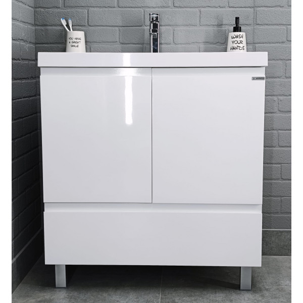 Тумба напольная Bazis 80 Graffo белый глянец Н1 Домино (DGr2402T)