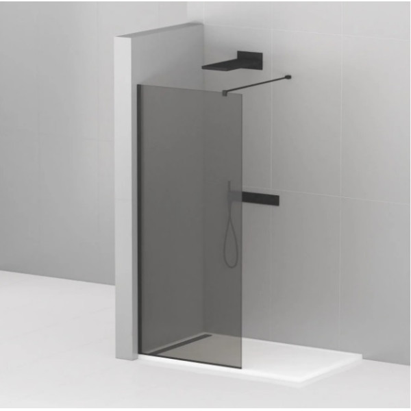 Душевая перегородка Cezares Liberta 25x195 стекло серый, профиль черный (LIBERTA-L-1-25-GR-NERO)