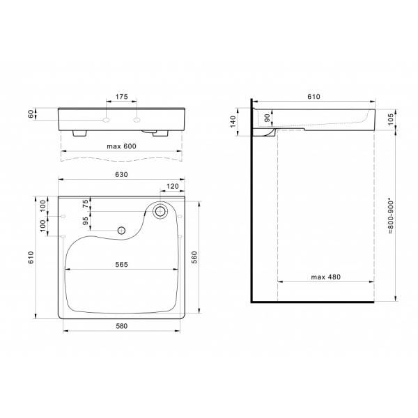 Раковина над стиральной машиной Santek Клио 600x580x140 белая (1WH501779)