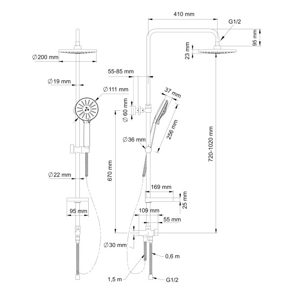 Душевой гарнитур Swedbe Calypso хром/св. серый (5063)
