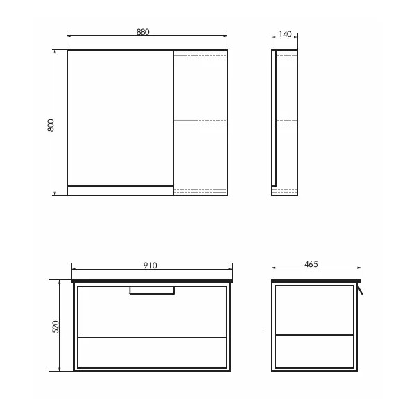 Тумба подвесная с раковиной Comforty Бонн 900x465x520 дуб темный (00-00001937)