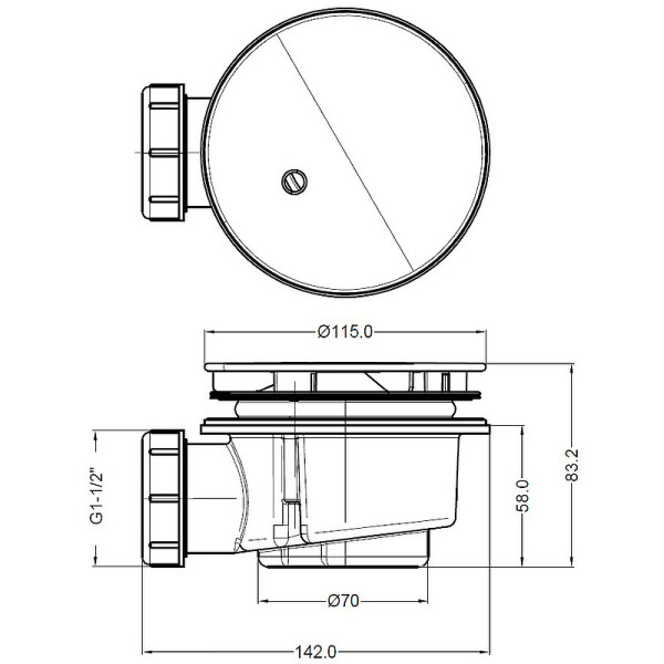 Сифон для душевого поддона BelBagno 11,5x14,2x8,3 хром (BB-01-90)