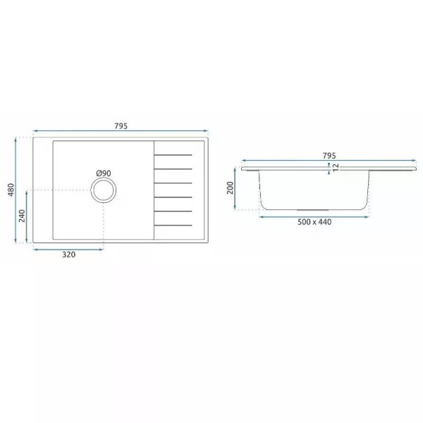 Мойка для кухни Rea sten biege гранит 79,5x48x20 бежевая (ZLE-00108)